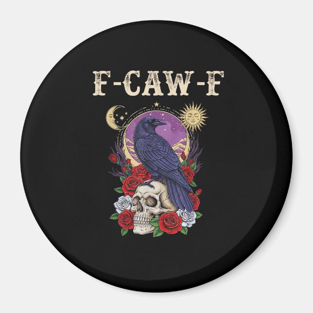 Crow F-Caw-F Funny Bird Moon Gothic Adult Humour V Magnet (Front)