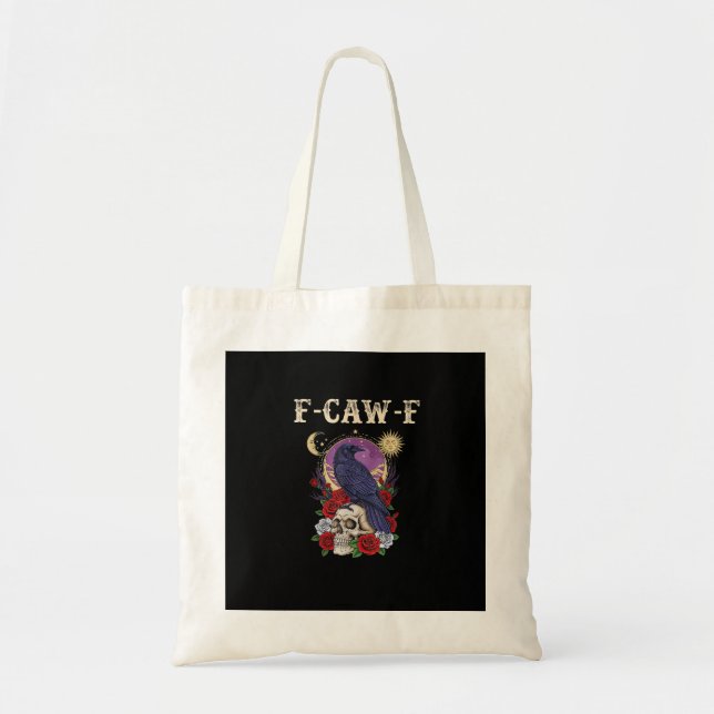 Crow F-Caw-F Funny Bird Moon Gothic Adult Humour V Tote Bag (Front)