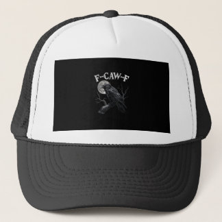 Crow F-Caw-F Funny Bird Moon Gothic Adult Humour V Trucker Hat