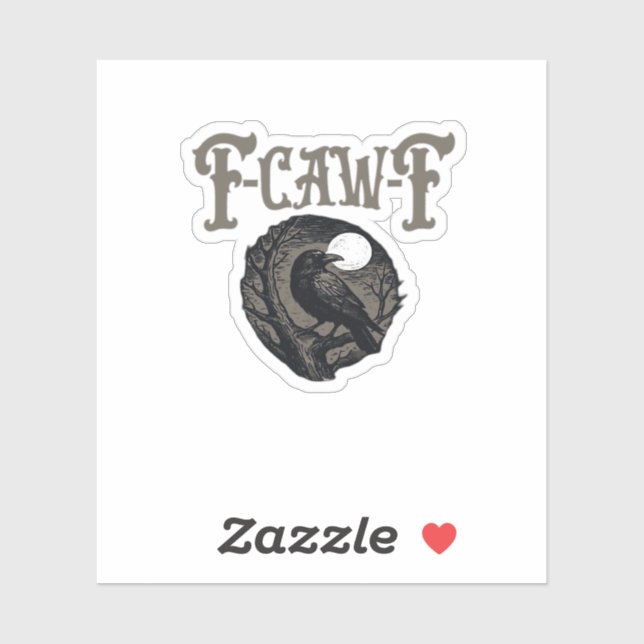 Crow, F-Caw-F Funny Bird Moon Gothic Retro Graphic (Sheet)