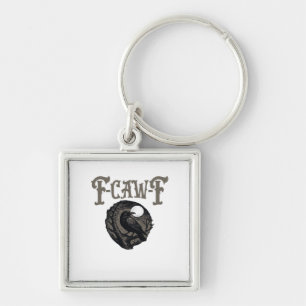 Crow, F-Caw-F Funny Bird Moon Gothic Retro Graphic Key Ring