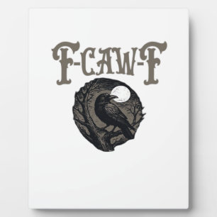 Crow, F-Caw-F Funny Bird Moon Gothic Retro Graphic Plaque