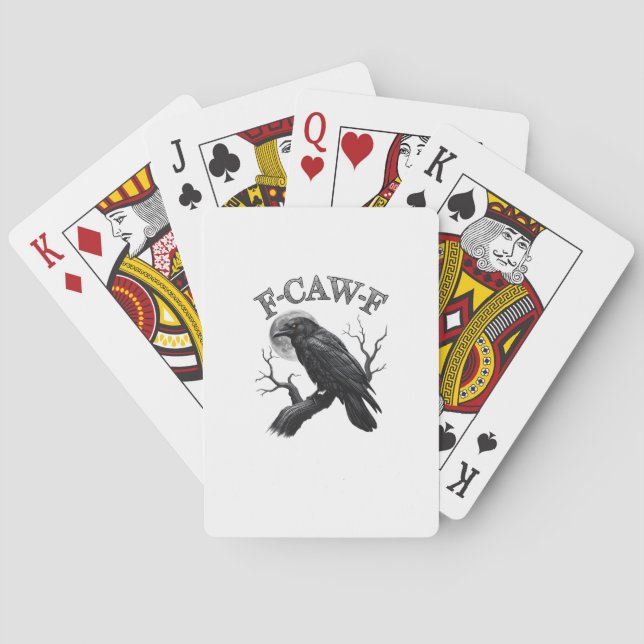 Crow, F-Caw-F Funny Bird Moon Gothic Tri-Blend Cre Playing Cards (Back)
