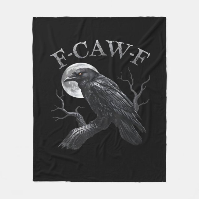 Crow F-Caw-F Funny Bird Moon Retro Classic Fleece Blanket (Front)
