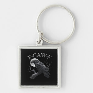 Crow F-Caw-F Funny Bird Moon Retro Classic Key Ring