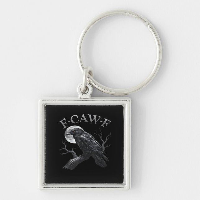 Crow F-Caw-F Funny Bird Moon Retro Classic Key Ring (Front)