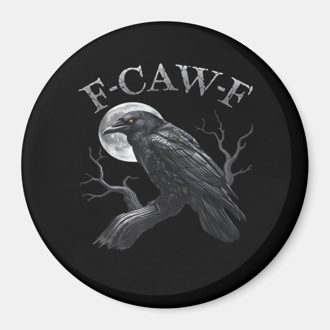 Crow F-Caw-F Funny Bird Moon Retro Classic Magnet (Front)