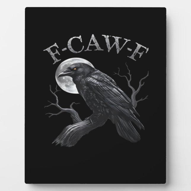 Crow F-Caw-F Funny Bird Moon Retro Classic Plaque (Front)