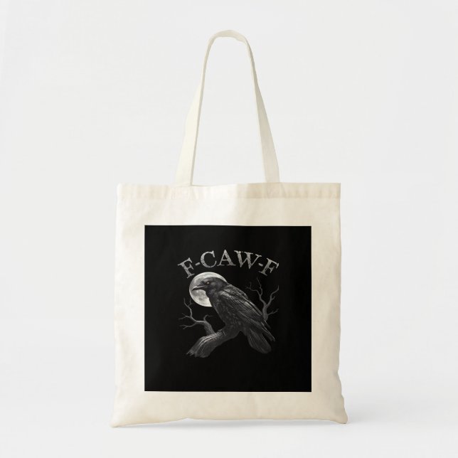 Crow F-Caw-F Funny Bird Moon Retro Classic Tote Bag (Front)