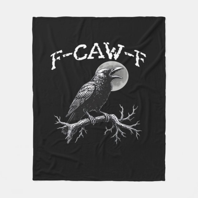 Crow F-Caw-F Funny Bird Retro Classic Fleece Blanket (Front)
