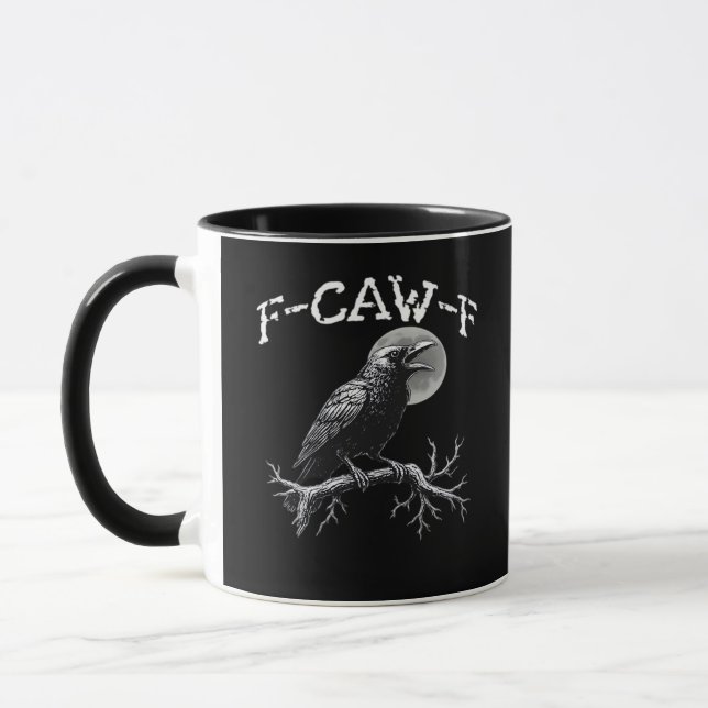 Crow F-Caw-F Funny Bird Retro Classic Mug (Left)