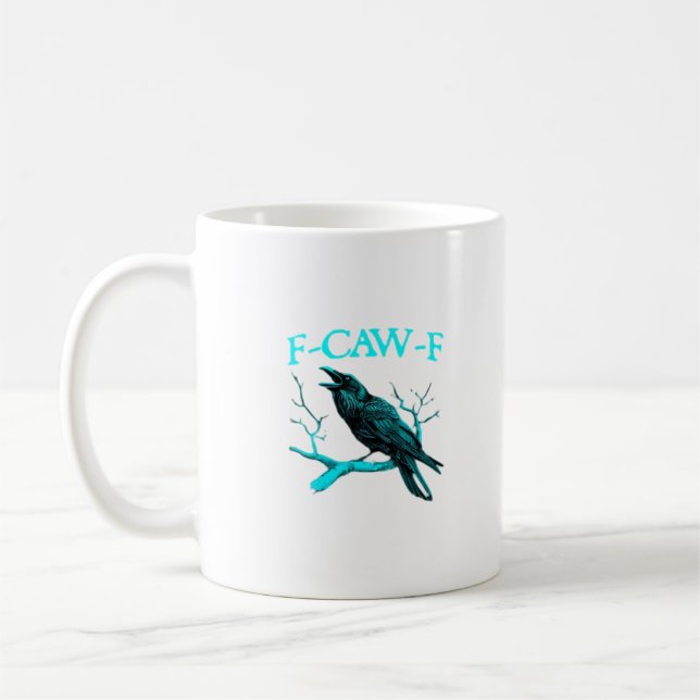Crow F-Caw-F Funny Bird Retro Coffee Mug (Left)