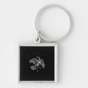 Crow, F-Caw-F Funny Bird Retro Graphic Key Ring