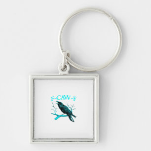 Crow F-Caw-F Funny Bird Retro Key Ring