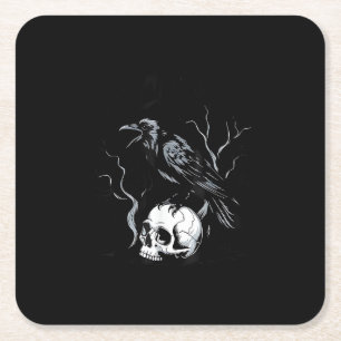 Crow F-Caw-F Funny Bird Saying Humor Meme Desin Square Paper Coaster