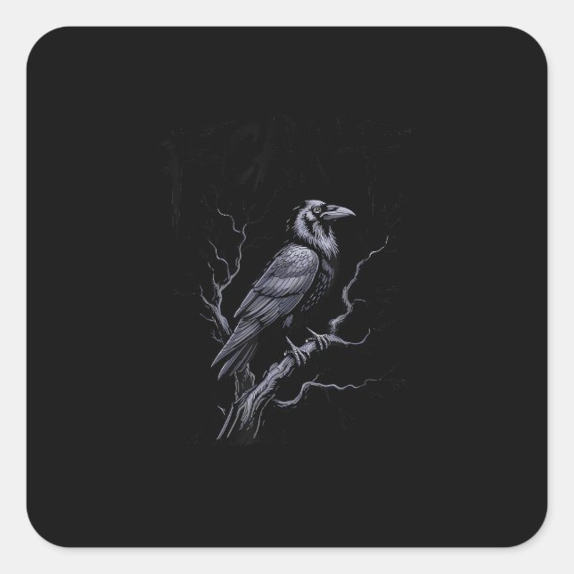 Crow F-Caw-F Funny Bird Saying Humour Meme Square Sticker (Front)
