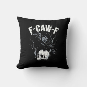 Crow F-Caw-F Funny Bird Skull Adult Humour Vintage Cushion