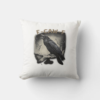 Crow, F-Caw-F Funny Bird Vintage Style Cushion