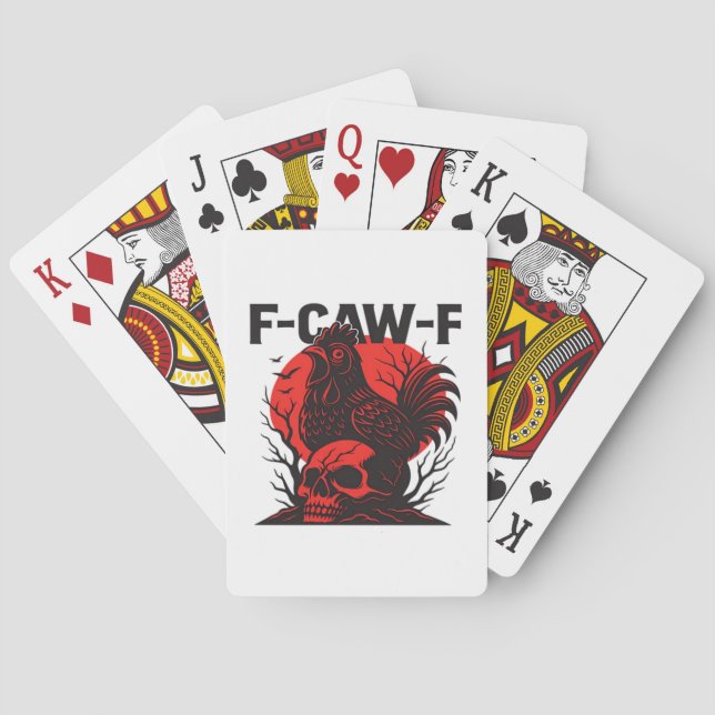 Crow F-Caw-F Funny Gothic Humor Playing Cards (Back)