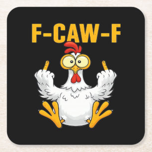 Crow F-Caw-F Funny Humour Gothic Square Paper Coaster