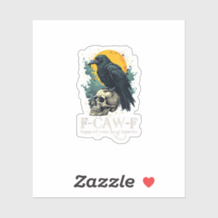 Crow F-Caw-F Funny Skull Moon Design