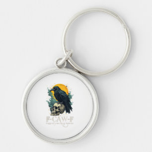 Crow F-Caw-F Funny Skull Moon Design Key Ring