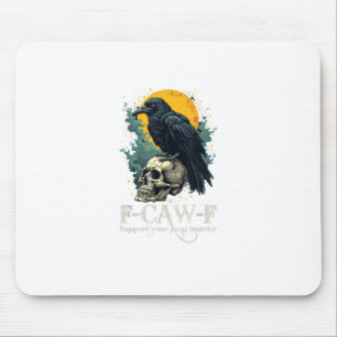 Crow F-Caw-F Funny Skull Moon Design Mouse Pad