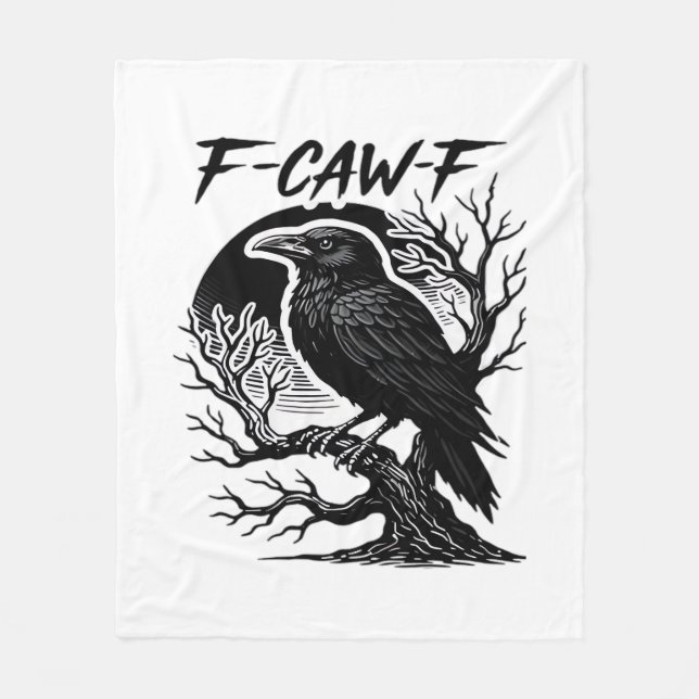 Crow F-Caw-F Gothic Humour Funny Fleece Blanket (Front)
