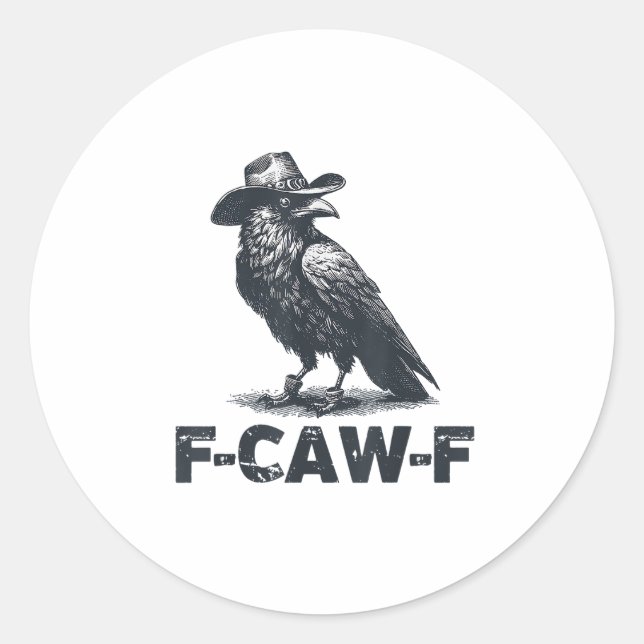 Crow F-Caw-F Retro Crow Lover Classic Round Sticker (Front)