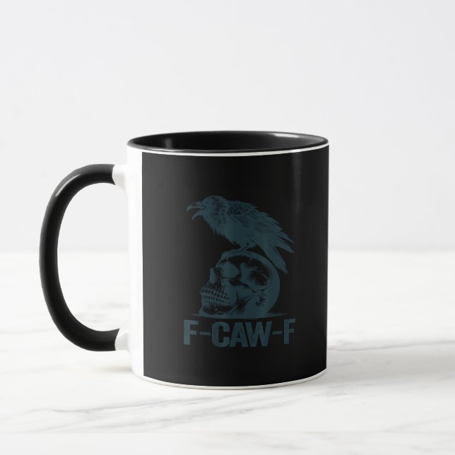 Crow F-Caw-F Retro Crow Lover Funny Mug (Left)