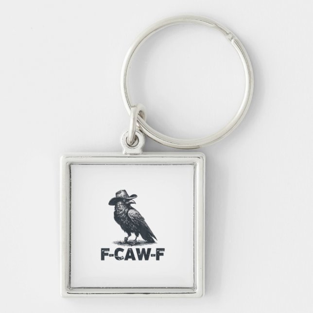 Crow F-Caw-F Retro Crow Lover Key Ring (Front)