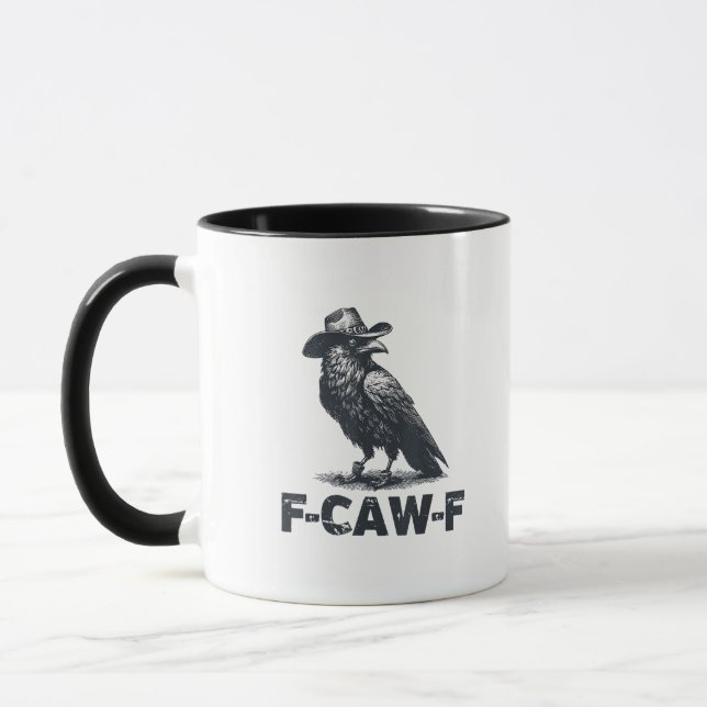 Crow F-Caw-F Retro Crow Lover Mug (Left)