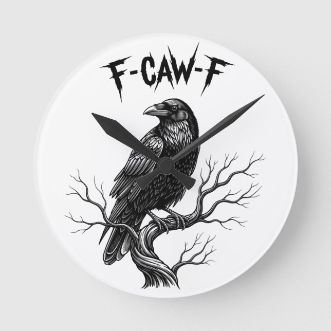 Crow - F-Caw-F Round Clock (Front)