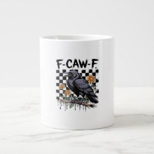 Crow Flowral, F-Caw-F Funny Bird FCAWF Moon Gothic Large Coffee Mug