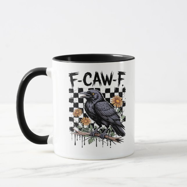 Crow Flowral, F-Caw-F Funny Bird FCAWF Moon Gothic Mug (Left)