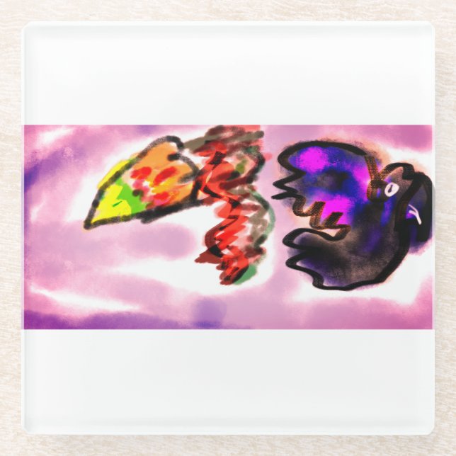 Crow flying Autumn  Glass Coaster (Front)