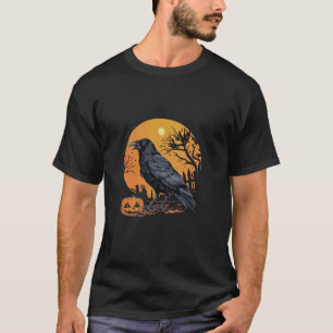 Crow Full Moon Pumpkin Spooky Gothic Goth Pumpkins T-Shirt
