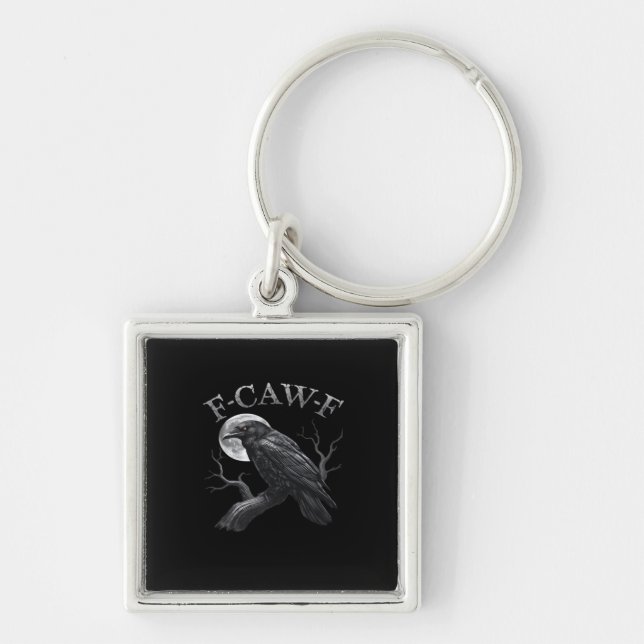 Crow Funny F-Caw-F Moon Key Ring (Front)
