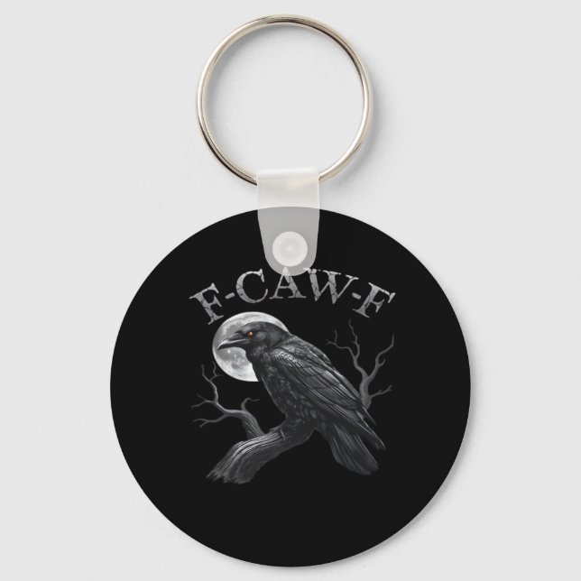 Crow Funny F-Caw-F Moon Key Ring (Front)
