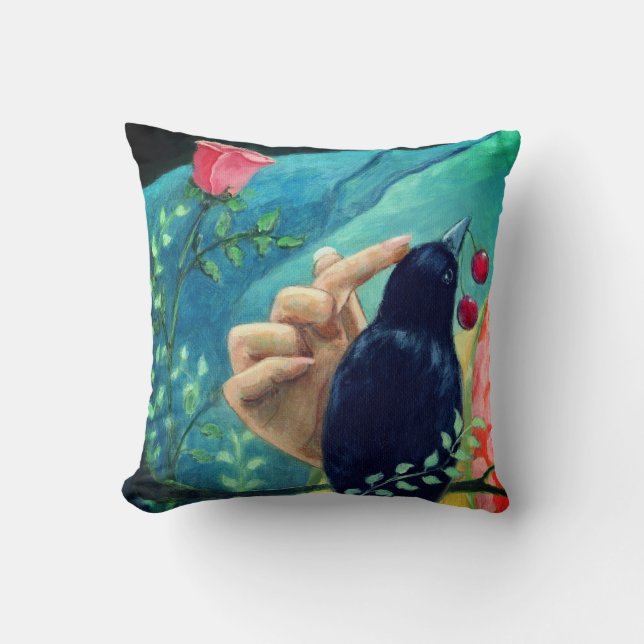"Crow Gifts" Throw Pillow (Front)