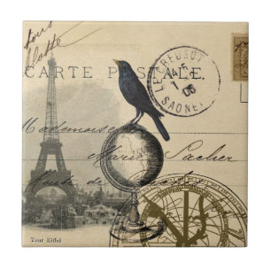 Crow Globe Paris Tile or Trivet