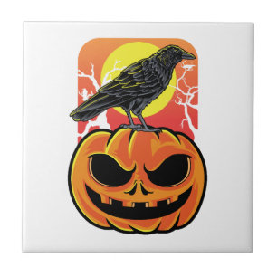 Crow Halloween Bird Watcher Gift Ceramic Tile