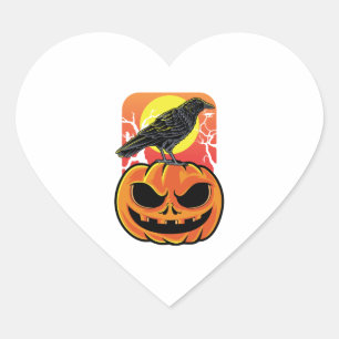 Crow Halloween Bird Watcher Gift Heart Sticker