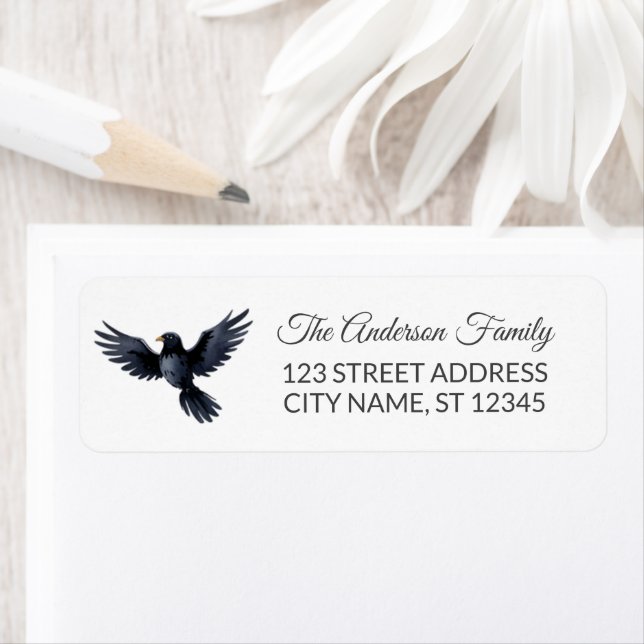 Crow Halloween Return Address  Label (Insitu)