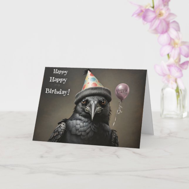 Crow happy birthday  card (Orchid)