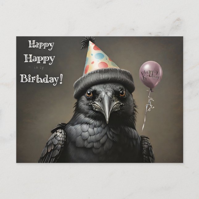 Crow happy birthday  postcard (Front)