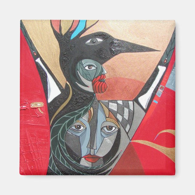 crow he crow she full painting magnet (Front)