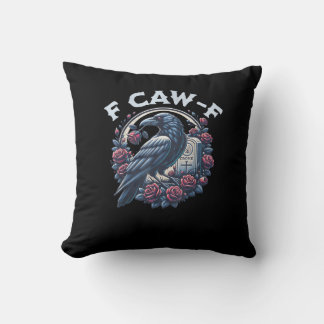 Crow Humourous F-Caw-F Graphic For Men Women Retro Cushion