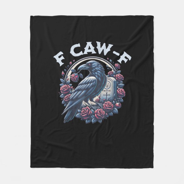 Crow Humourous F-Caw-F Graphic For Men Women Retro Fleece Blanket (Front)