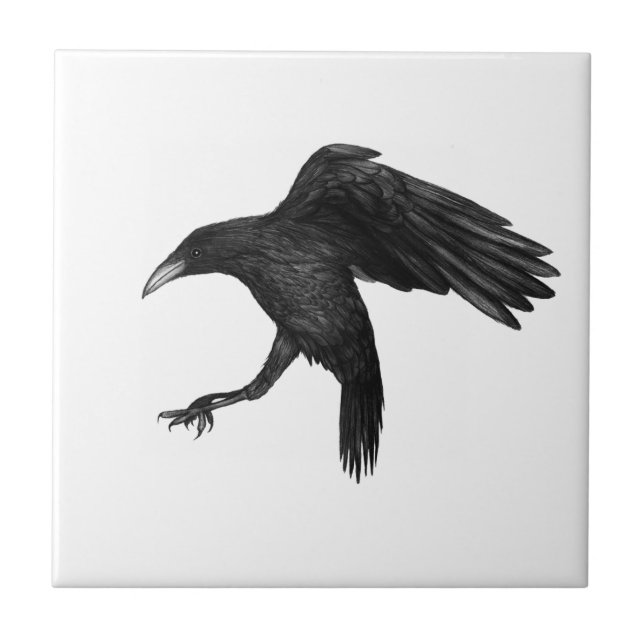 Crow Illustration Ceramic Tile (Front)